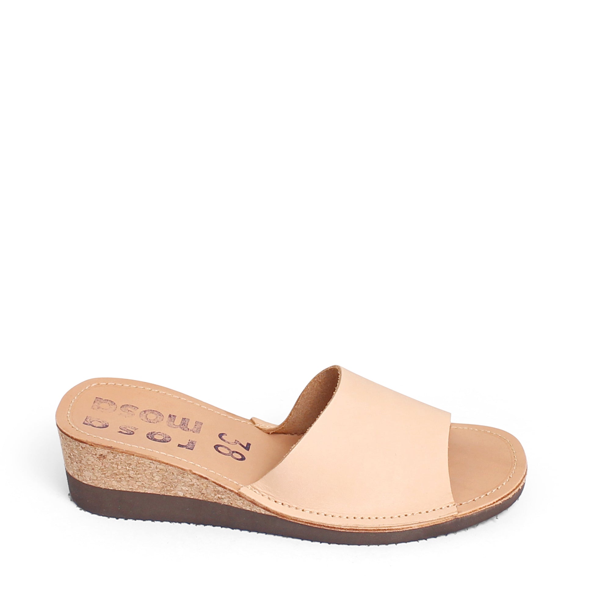 rosamosa natural leather slipper cork heel
