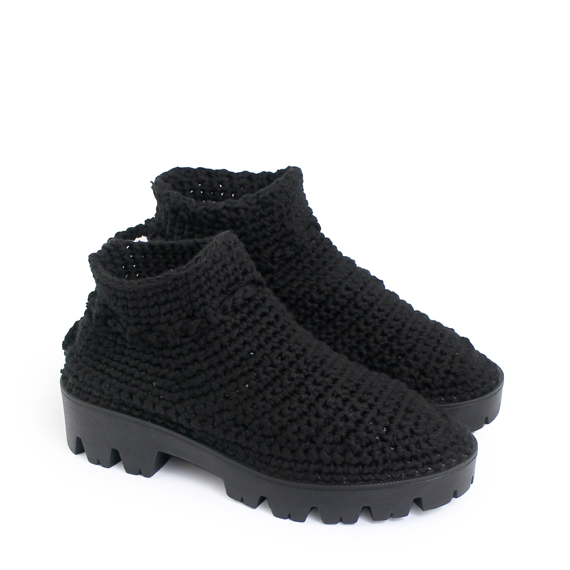 rosamosa knitted black cotton ankle high boots 