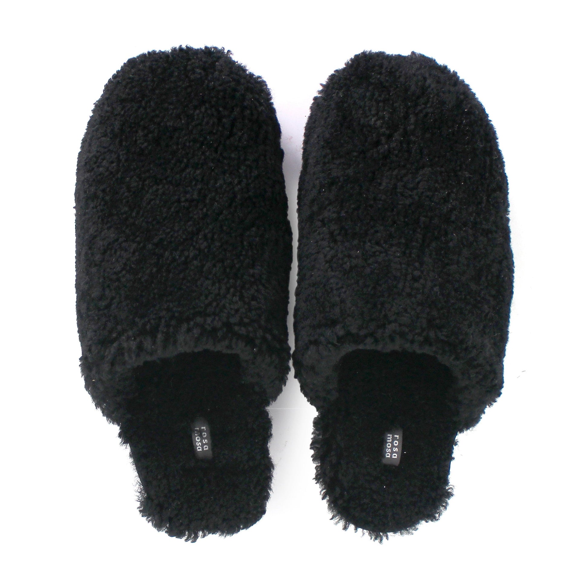Rosa Mosa pantoffle black shearling dark wooden clog adult shoe man woman